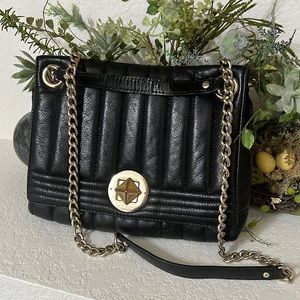 Kate Spade Black Sheen/ Metallic 'Evangeline' Shoulder Handbag Pre-Owned